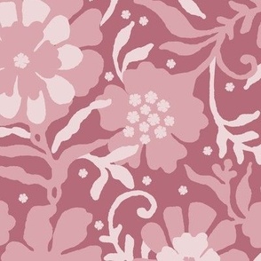 Pink flowers on a light burgundy background