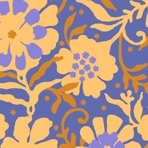 Floral naivety, Yellow flowers on purple background