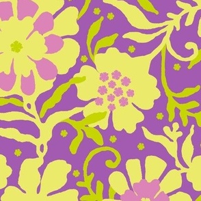 Floral naivety, Yellow flowers on a lilac background