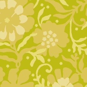 Floral naivety, Dark yellow flowers on a green background