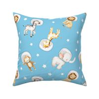 Safari Animals Space Astronaut Blue Sky 