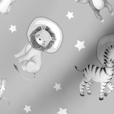 Gray Safari Animals Space Astronaut 