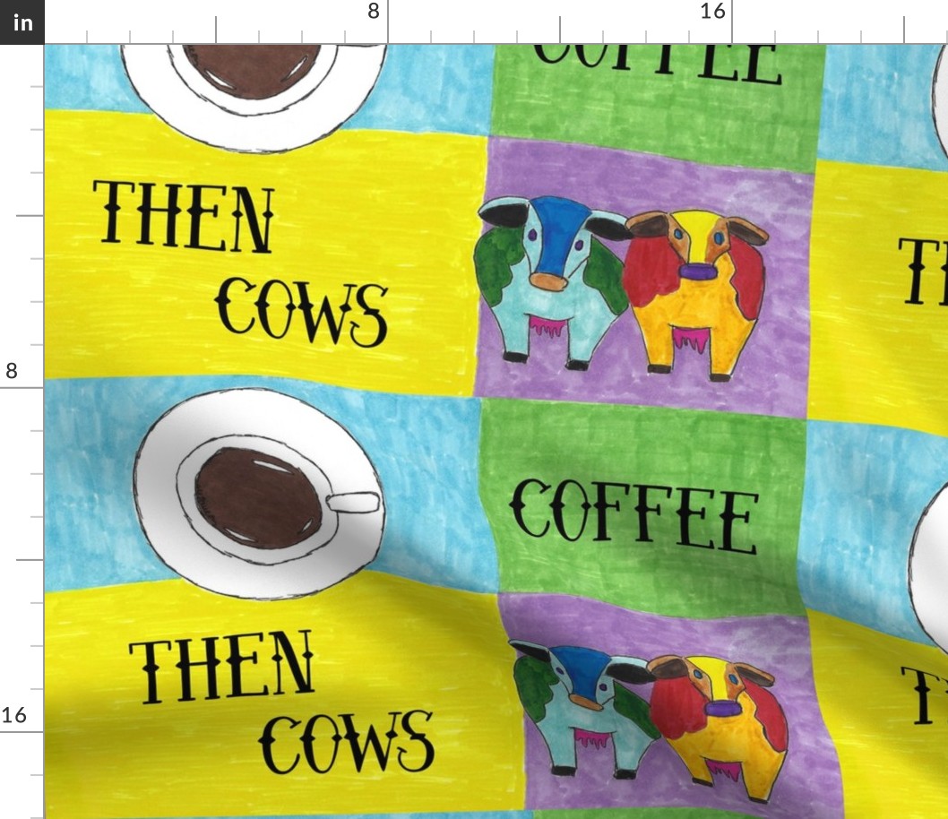 Coffee then Cows Pattern