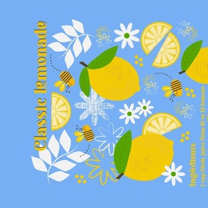 Tea towel / lemonade recipe/ blue