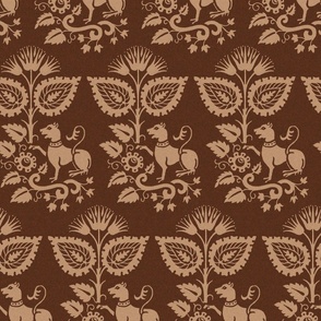 Renaissance damask 1010, dark copper-brown