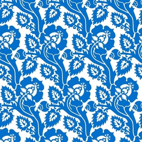 Renaissance floral, blue on white