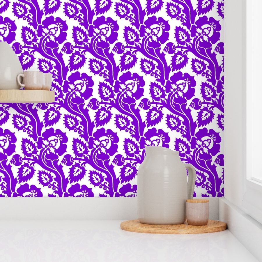 Renaissance floral - purple on white