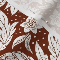 Victorian artichoke fabric,wallpaper white and chestnut WB22