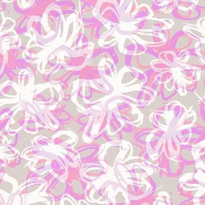 doodles - flowers - pink