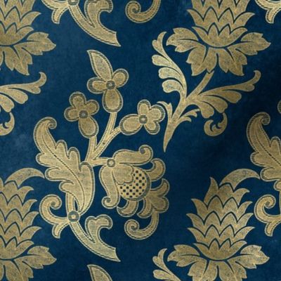 blue and gold damask 7