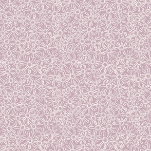 Floral Lace / medium scale / dusty lavender playful floral lineart pattern design