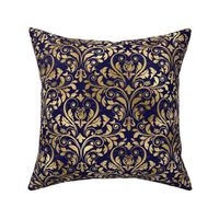 blue and gold damask