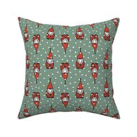 Christmas gnomes - two directional on blue green  - small