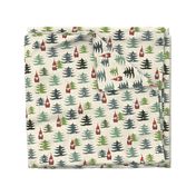 Christmas gnomes and trees on beige - medium