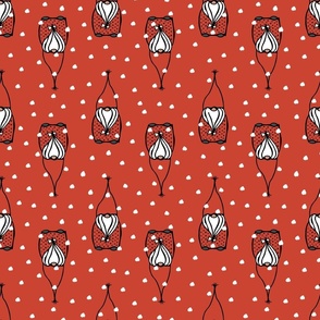 Christmas gnomes - two directional on red - medium