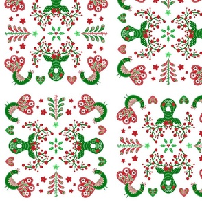 Beautiful Christmas pattern in a traditional nordic theme (red|green)