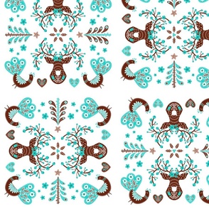 Beautiful Christmas pattern in a traditional nordic theme (mint|chocolate)