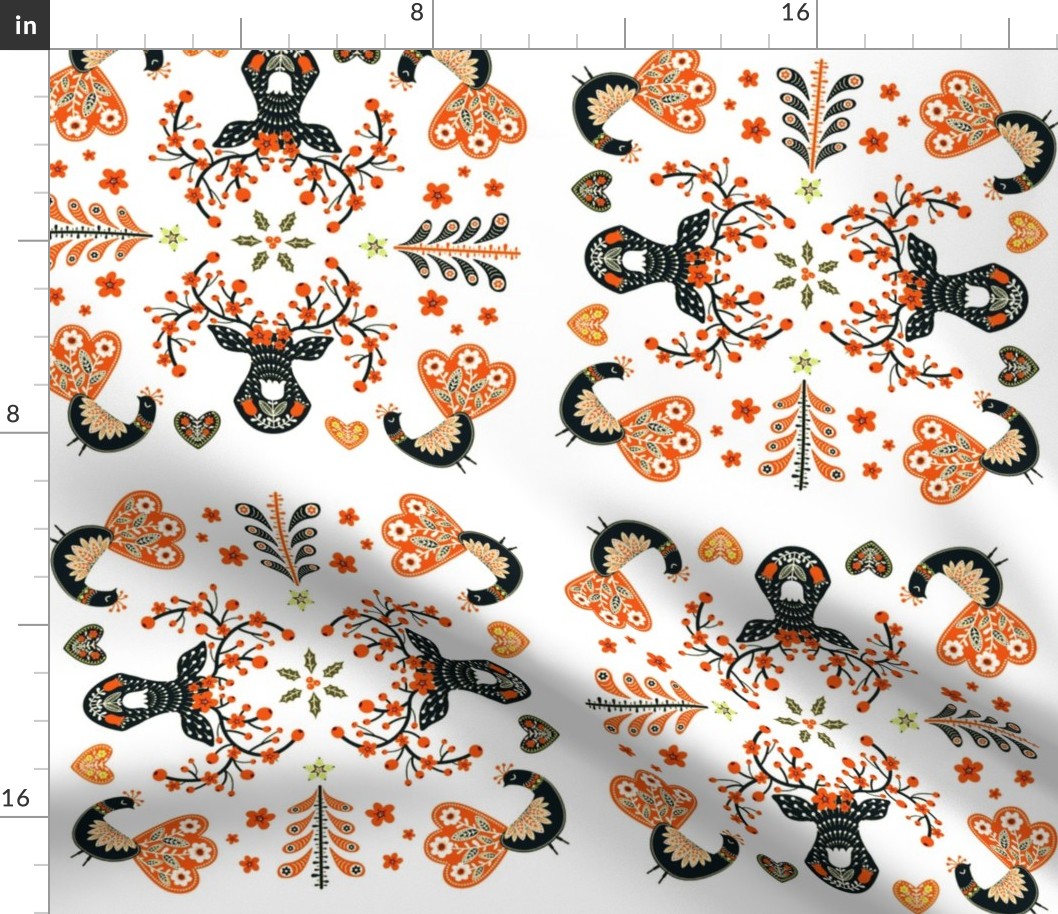 Beautiful Christmas pattern in a traditional nordic theme (orange|brown)