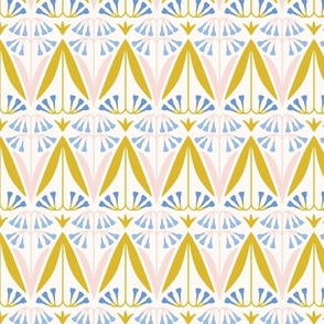 Art Deco Bluebells - Yellow Blue Pink