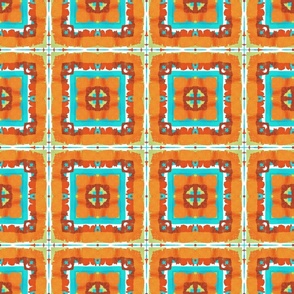 Modern orange blue patchwork