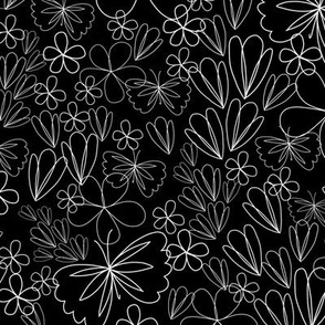 Line Floral - Black