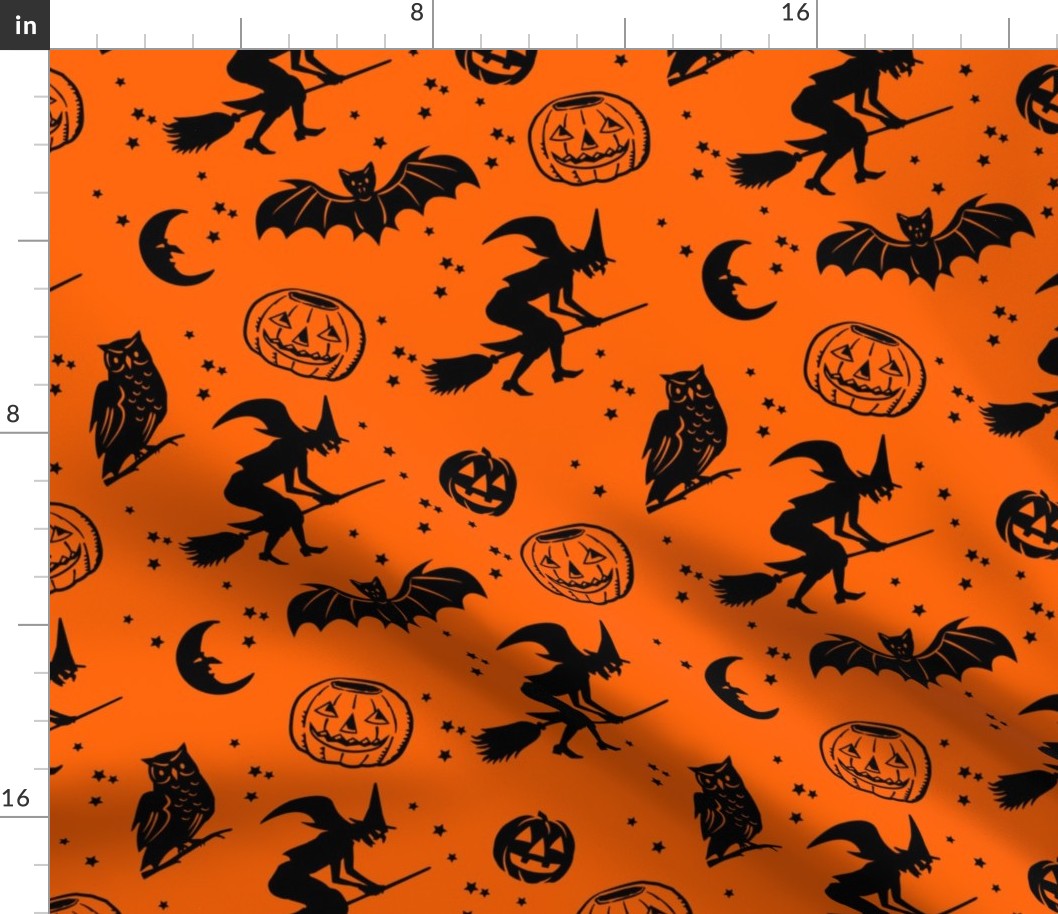 Bats and Jacks ~ Black on Orange