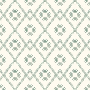 Quita Diamond Trellis in Sage Green 6 inch repeat