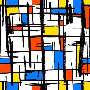 Bauhaus Mondrian De Stijl Mid Century Modern Painting - LARGE