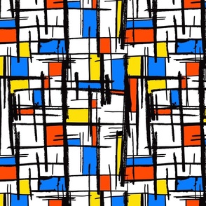 Bauhaus Mondrian De Stijl Mid Century Modern Painting - SMALL