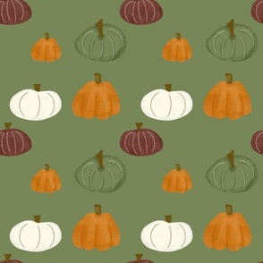  Fall Autumn// Cute Pumpkins// Green 