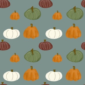  Fall Autumn// Cute Pumpkins //Gray Blue
