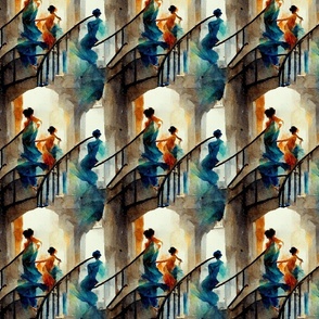 Dancers on a staircase