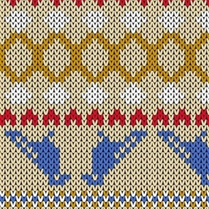 Fair Isle Wedding Rings Hearts and Lovebirds in Blue