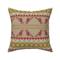Fair Isle Wedding Rings Hearts and Lovebirds in Pink