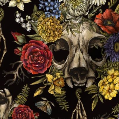 Floral Skull on Black