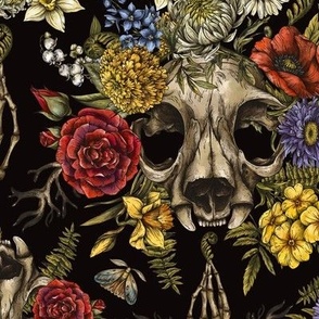 Floral Skull on Black