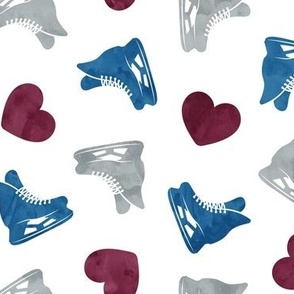 hearts and skates - maroon and blue - LAD22