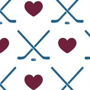 hockey & hearts - ice hockey - maroon & blue - LAD22