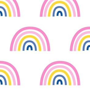 rainbows pinks yellow blues - kids jumbo brights - perfect for wallpaper, curtains, bedding