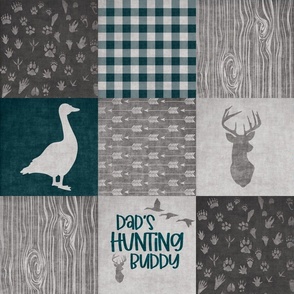 Dad's Hunting Buddy//Mallard//Grey - Wholecloth Cheater Quilt