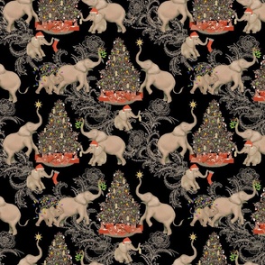 Smaller TOILE PACHYDERM HOLIDAY BLACK