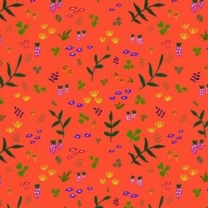 Small flowers on a red background