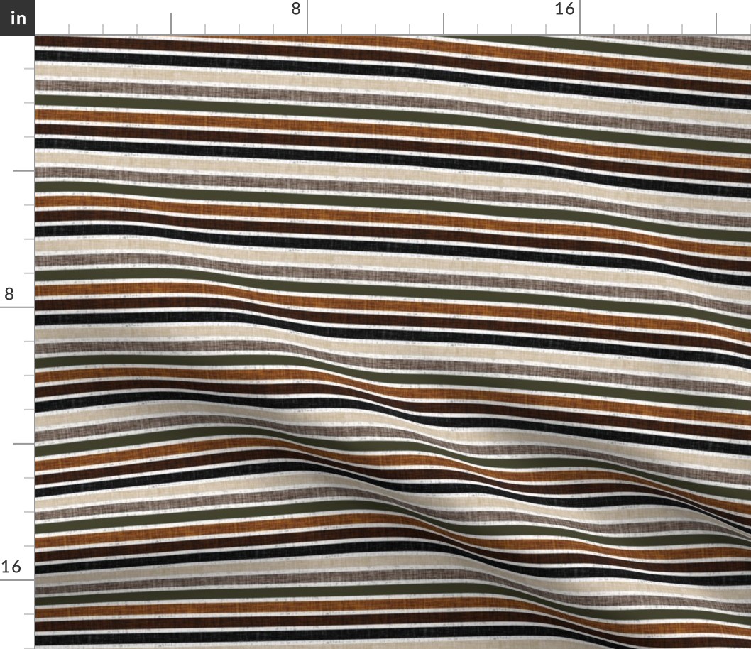 micro stripes: olive, 13-2, mud, tawny, hickory, midnight