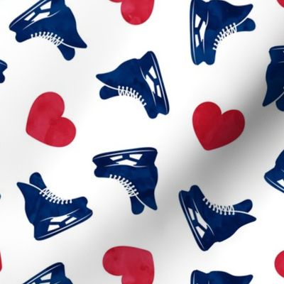 hearts and skates - navy blue & red - LAD22