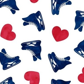 hearts and skates - navy blue & red - LAD22