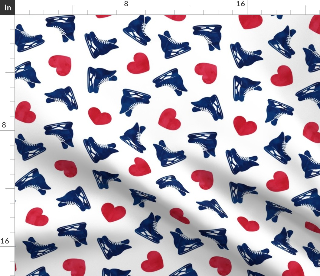 hearts and skates - navy blue & red - LAD22