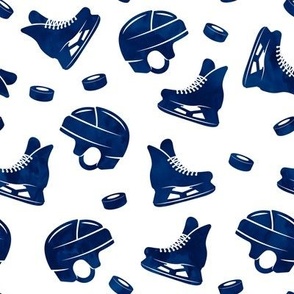hockey - pucks & gear - navy blue on white - LAD22