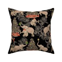 small TOILE PACHYDERM HOLIDAY BLACK