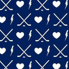 (small scale) hockey sticks, bolts & hearts - ice hockey - navy - LAD22