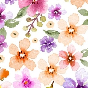 ( large ) Pretty watercolor floral, botanical florals, bright